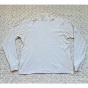 L.L. Bean Vintage Womens Off White Cotton Layer Classic Mock Turtleneck Small